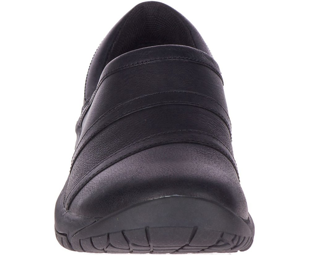 Merrell Slip Ons Damskie Czarne - Encore Moc 4 Skórzane Wide Width - 219460-BYR